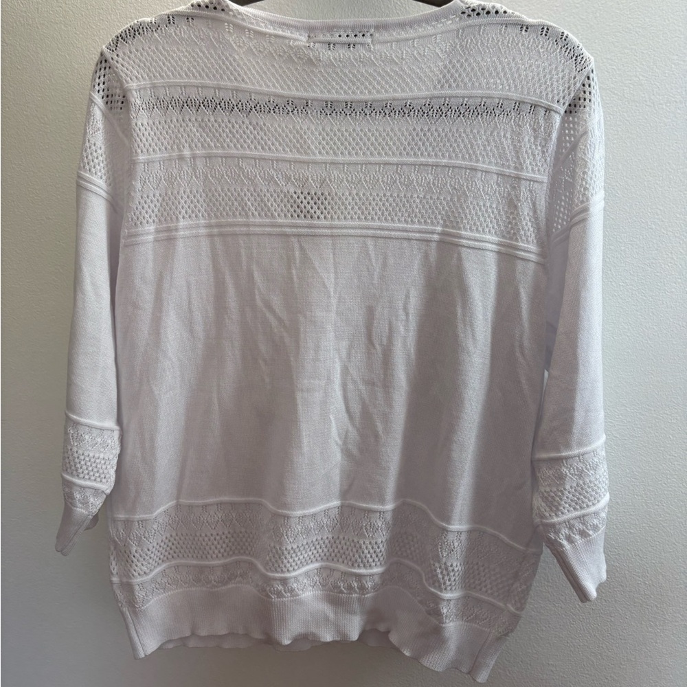 Grace Karin White Pointelle V-Neck Cardigan Sweater L - Picture 8 of 8